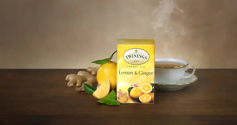 Caffeine-free lemon and ginger tea for soothing digestion – Available at Ataraxia Attire