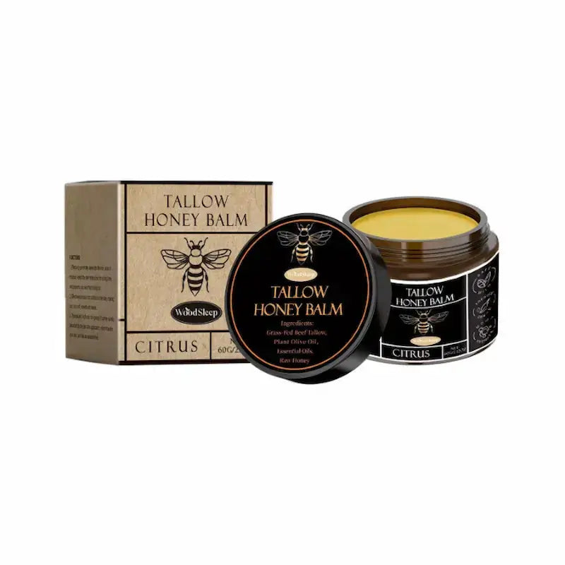 Organic grass-fed beef tallow honey balm for nourishing skin – Available at Ataraxia Attire