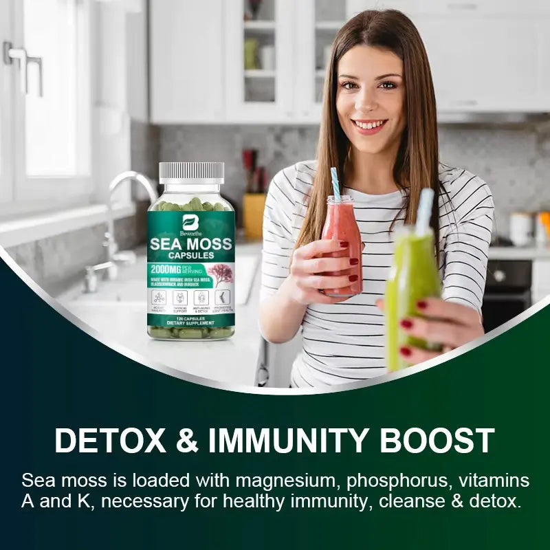 BEWORTHS organic sea moss capsules for immunity and thyroid support - Available at Ataraxia Attire 