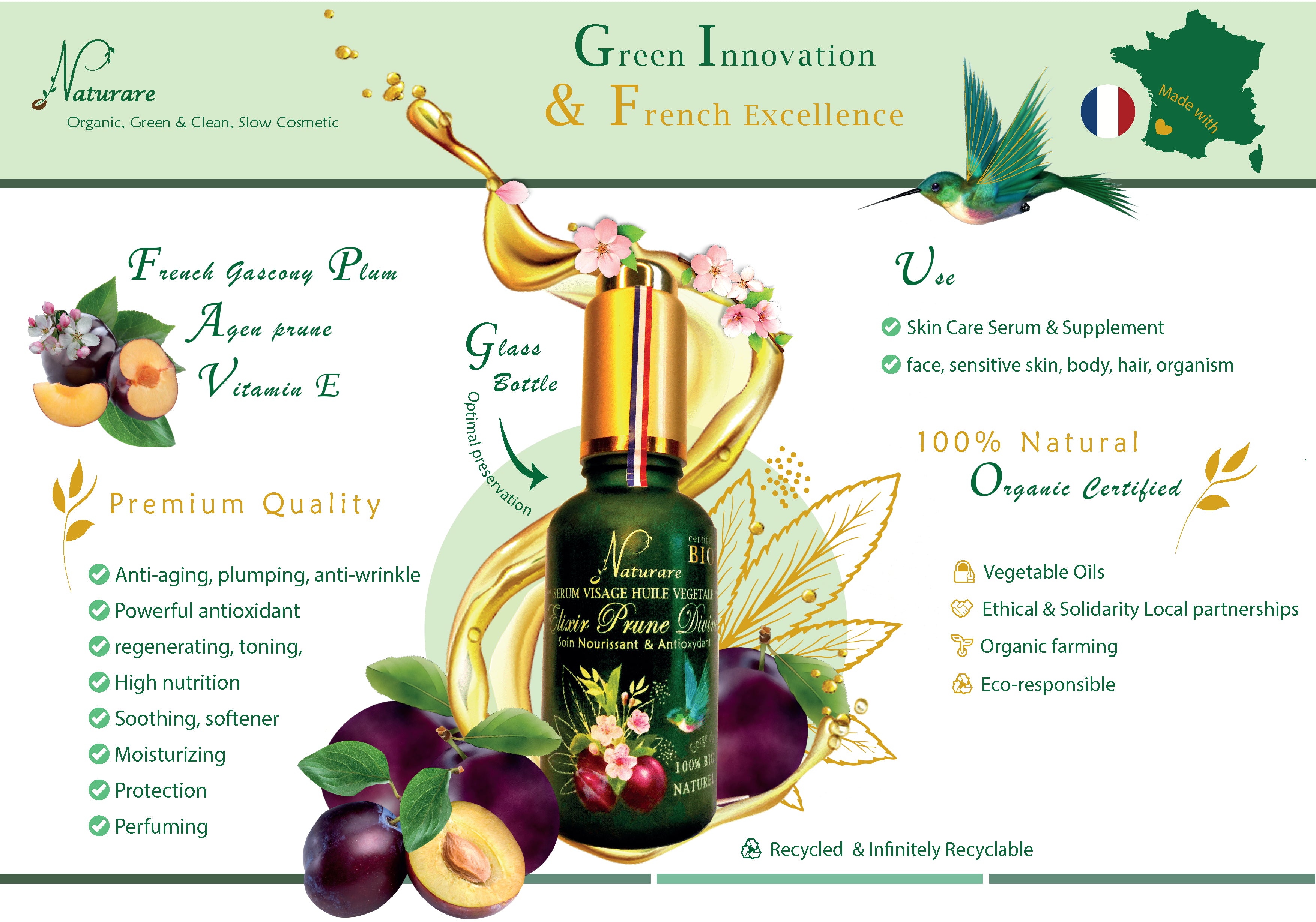 Organic plum oil elixir for skin and wellness by Amber Nemesis